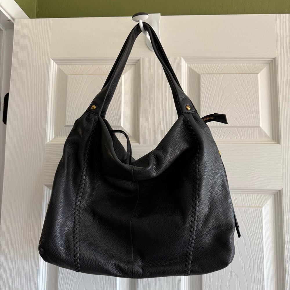 HOBO Alannis Shoulder Bag, Black Leather